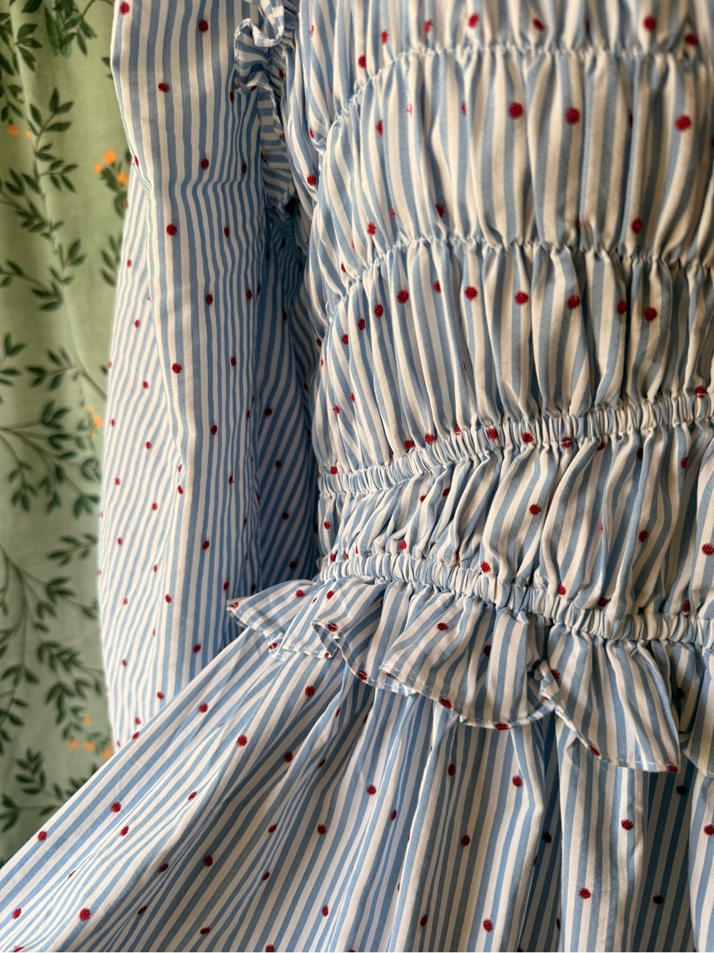 Anthropologie Lavender-Striped Smocked Midi Dress - Picture 3 of 8